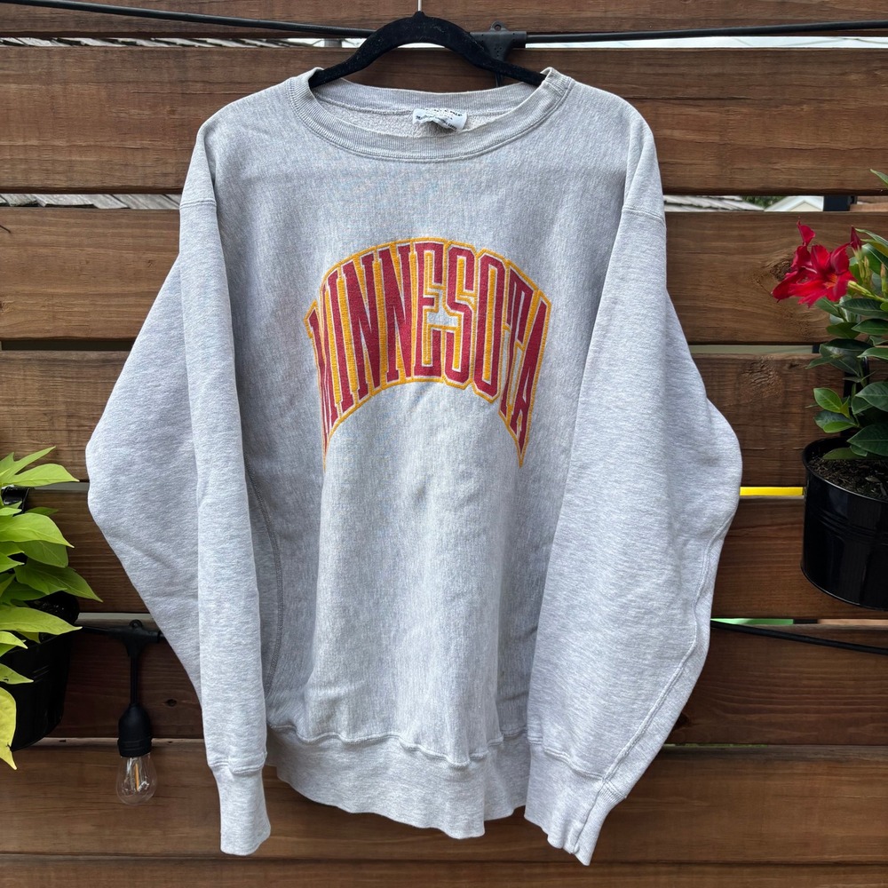 Sand-Knit Minnesota Sweatshirt Mens XXL Gray Good Vintage Reverse Weave Style